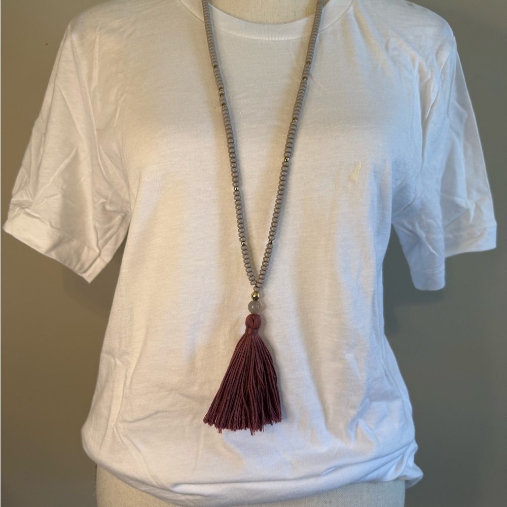 Source Unknown Pink Tassel Necklace